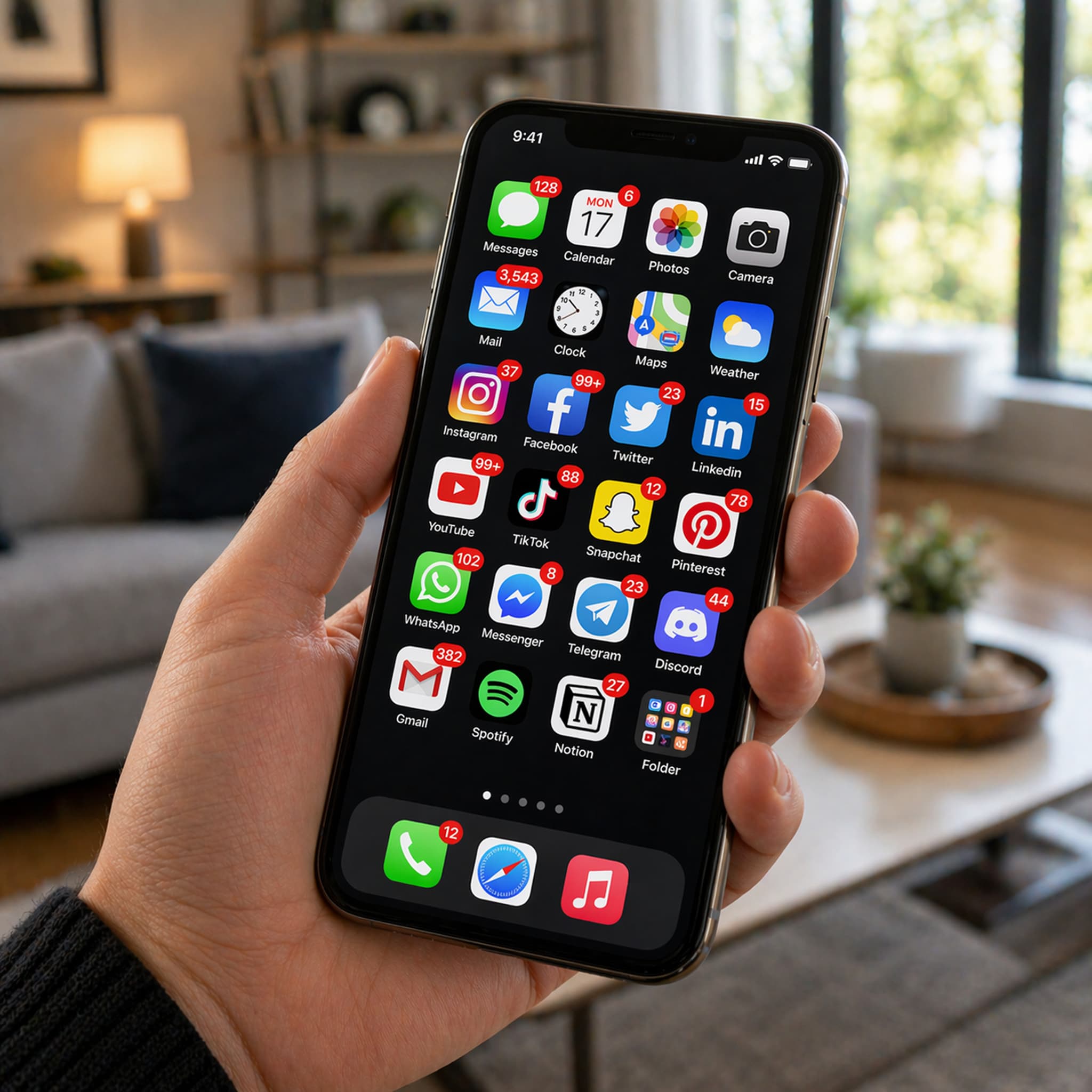 Phone screen with many notification badges